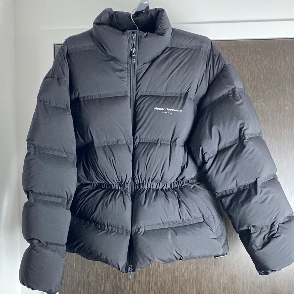 Alexander Wang Black Quilted Puffer Jacket with Elastic Waist